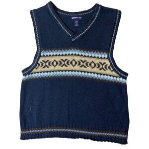 Vtg Y2K Limited Too Girl's XL/16 Sweater Vest Blue Brown Fair Isle Casual